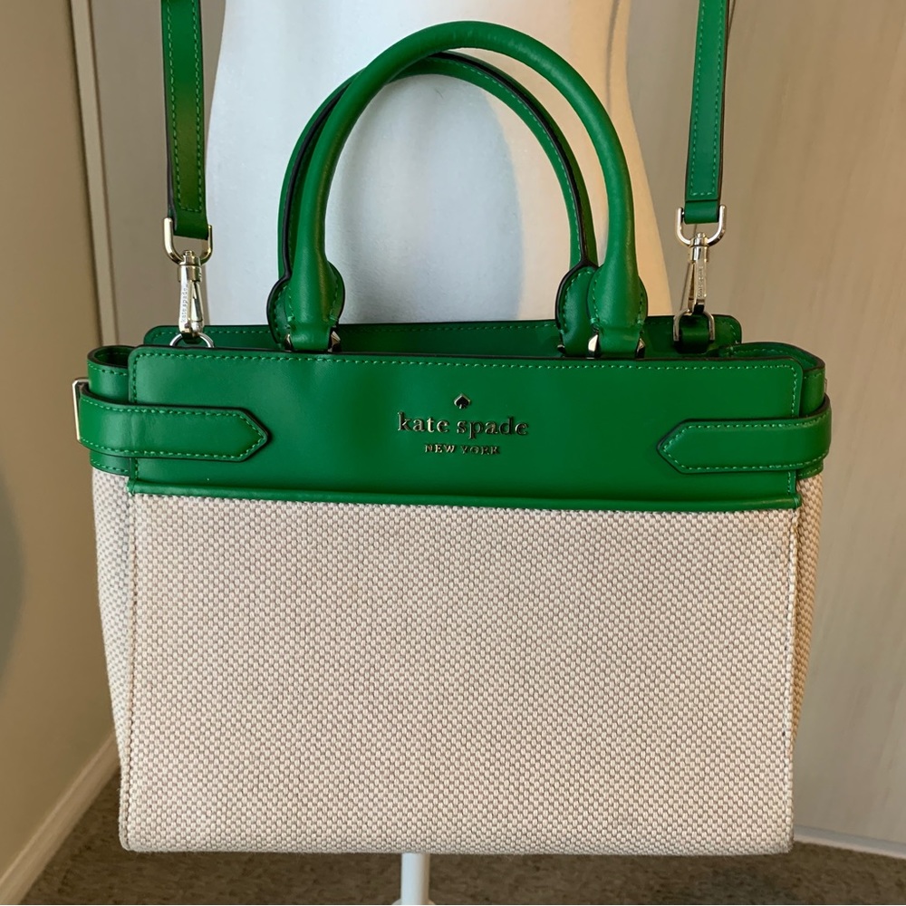 Kate Spade satchel bag in green and canvas
